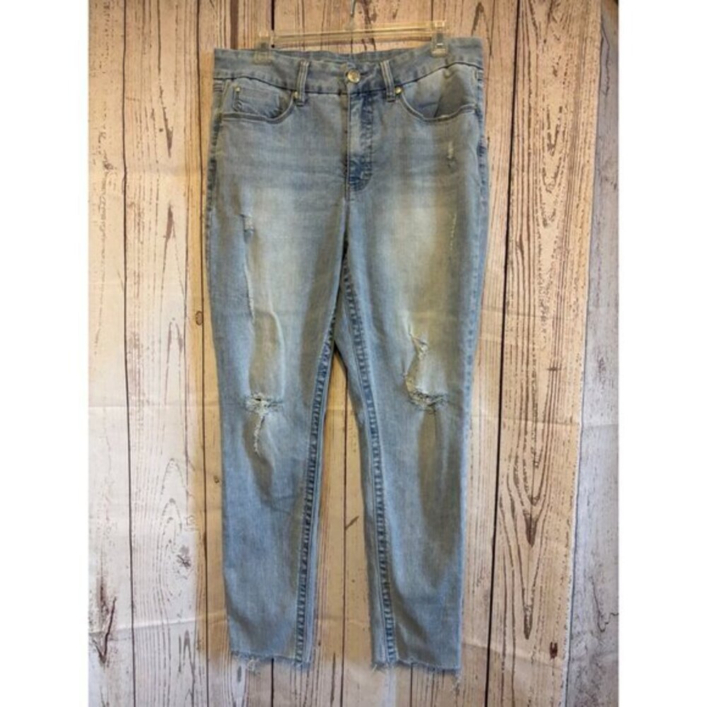 Seven 7 High Rise Distressed Stretch Comfort Crop Stylish Denim Jeans Size 14